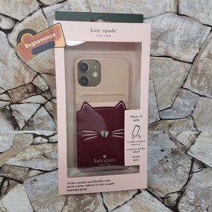 Meow 12 Mini Phone Case Pink Multi Kate Spade For Iphone 12 Maroon MINI